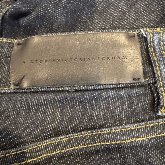 Victoria Beckham Side Stripe Tapered Jeans Dark Wash Black & Gold Stripe Size 28 - Picture 4 of 12